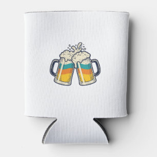 Vintage Rainbow Beer Mug Cheers Vector Shirt_1 Can Cooler