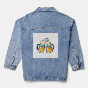Vintage Rainbow Beer Mug Cheers Vector Shirt_1 Denim Jacket