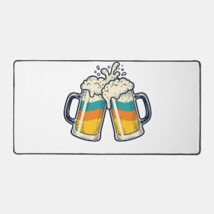 Vintage Rainbow Beer Mug Cheers Vector Shirt_1 Desk Mat