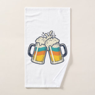 Vintage Rainbow Beer Mug Cheers Vector Shirt_1 Hand Towel
