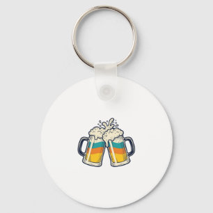 Vintage Rainbow Beer Mug Cheers Vector Shirt_1 Key Ring