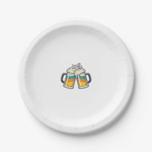 Vintage Rainbow Beer Mug Cheers Vector Shirt_1 Paper Plate