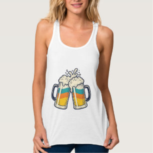 Vintage Rainbow Beer Mug Cheers Vector Shirt_1 Singlet