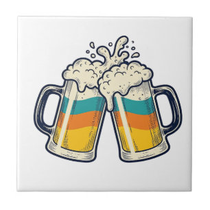 Vintage Rainbow Beer Mug Cheers Vector Shirt_1 Tile