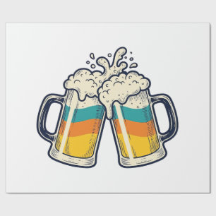 Vintage Rainbow Beer Mug Cheers Vector Shirt_1 Wrapping Paper