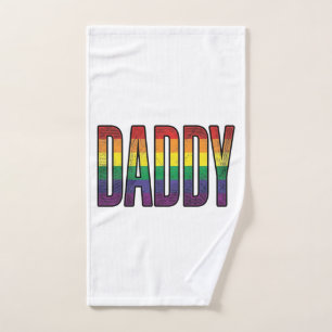 Vintage Rainbow Daddy Pride Typography T-Shirt_1 Hand Towel
