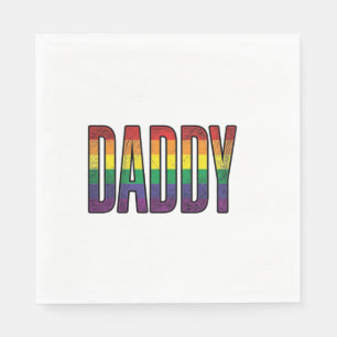 Vintage Rainbow Daddy Pride Typography T-Shirt_1 Napkin