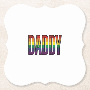 Vintage Rainbow Daddy Pride Typography T-Shirt_1 Paper Coaster