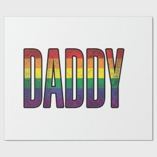 Vintage Rainbow Daddy Pride Typography T-Shirt_1 Wrapping Paper