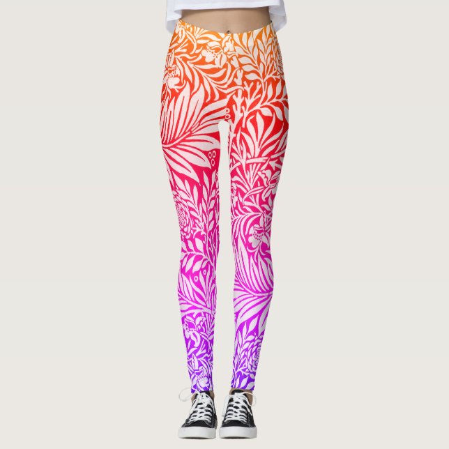 Vintage Rainbow Floral Botanical Pattern Leggings (Front)