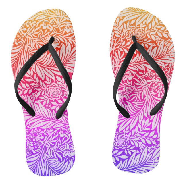 Vintage Rainbow Floral Larkspur Botanical Pattern Jandals (Footbed)