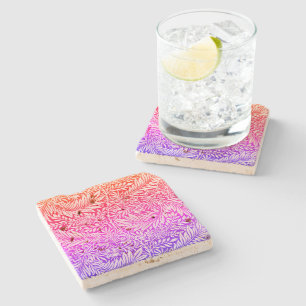 Vintage Rainbow Floral Larkspur Botanical Stone Coaster