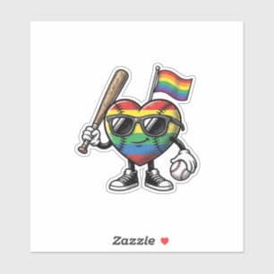 Vintage Rainbow Heart Baseball Pride Shirt Design_