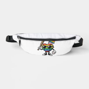Vintage Rainbow Heart Baseball Pride Shirt Design_ Bum Bags