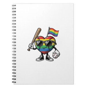 Vintage Rainbow Heart Baseball Pride Shirt Design_ Notebook