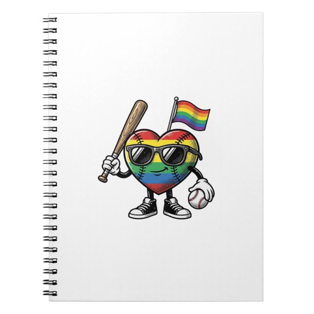 Vintage Rainbow Heart Baseball Pride Shirt Design_ Notebook (Front)