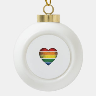 Vintage Rainbow Heart Pride Vector Shirt Design_1 Ceramic Ball Christmas Ornament