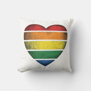 Vintage Rainbow Heart Pride Vector Shirt Design_1 Cushion