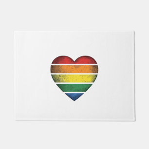 Vintage Rainbow Heart Pride Vector Shirt Design_1 Doormat
