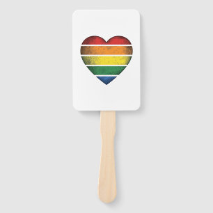 Vintage Rainbow Heart Pride Vector Shirt Design_1 Hand Fan