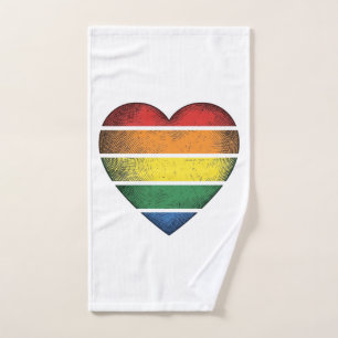 Vintage Rainbow Heart Pride Vector Shirt Design_1 Hand Towel