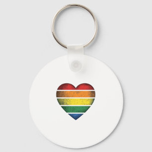 Vintage Rainbow Heart Pride Vector Shirt Design_1 Key Ring