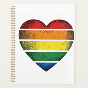 Vintage Rainbow Heart Pride Vector Shirt Design_1 Planner