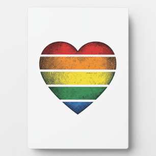 Vintage Rainbow Heart Pride Vector Shirt Design_1 Plaque
