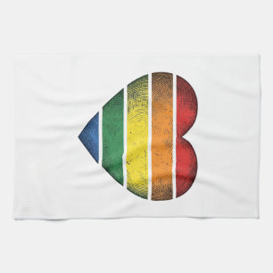 Vintage Rainbow Heart Pride Vector Shirt Design_1 Tea Towel