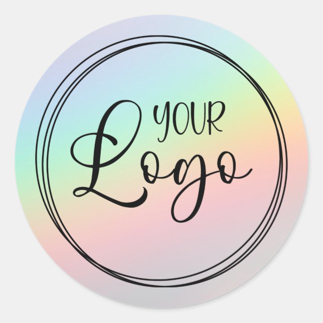 Vintage Rainbow Holographic Gradient Logo Classic Round Sticker (Front)
