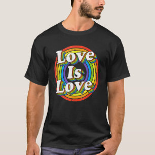 Vintage Rainbow Love Is Love Lgbt Gay Lesbian Prid T-Shirt