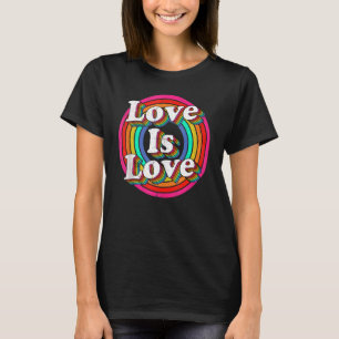 Vintage Rainbow Love Is Love Lgbt Gay Lesbian Prid T-Shirt