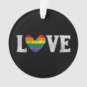 Vintage Rainbow Love Proud Family Matching Gay Les Ornament