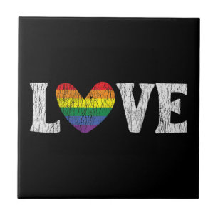 Vintage Rainbow Love Proud Family Matching Gay Les Tile