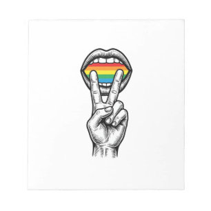 Vintage Rainbow Peace Hand Pride Vector Shirt_1 Notepad