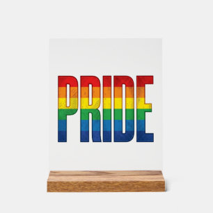 Vintage Rainbow Pride Typography Shirt Design_1 Acrylic Sign