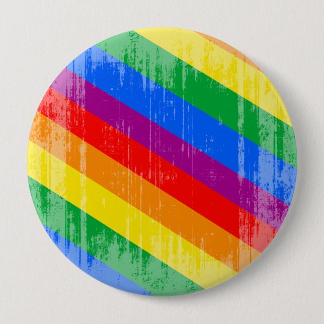 Vintage Rainbow Stripes 10 Cm Round Badge (Front)