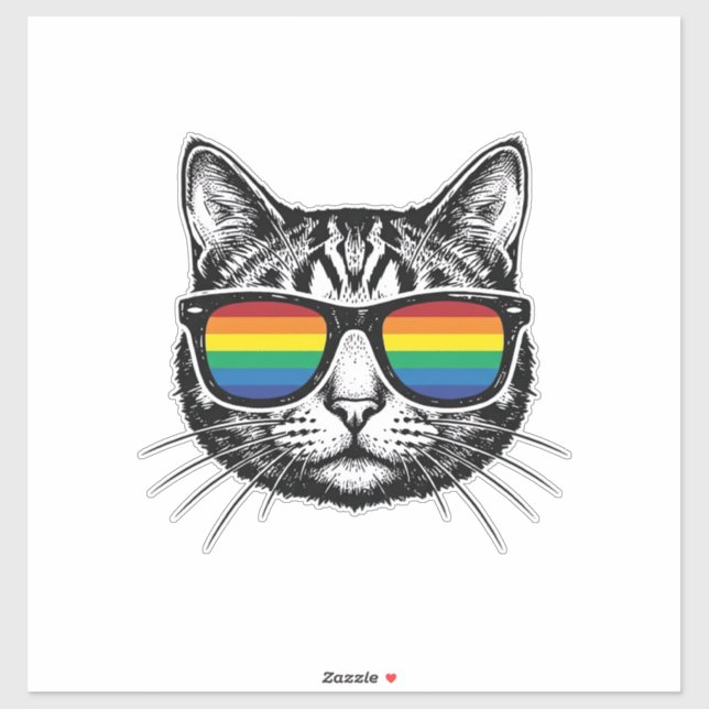 Vintage Rainbow Sunglasses Cat Pride Shirt Design_ (Sheet)