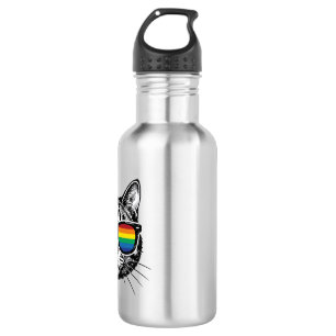 Vintage Rainbow Sunglasses Cat Pride Shirt Design_ 532 Ml Water Bottle