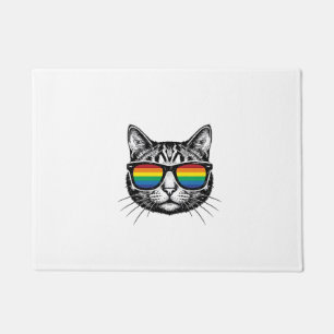 Vintage Rainbow Sunglasses Cat Pride Shirt Design_ Doormat