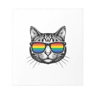 Vintage Rainbow Sunglasses Cat Pride Shirt Design_ Notepad