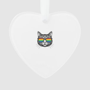 Vintage Rainbow Sunglasses Cat Pride Shirt Design_ Ornament