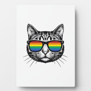 Vintage Rainbow Sunglasses Cat Pride Shirt Design_ Plaque
