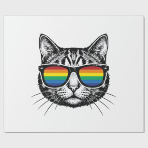 Vintage Rainbow Sunglasses Cat Pride Shirt Design_ Wrapping Paper