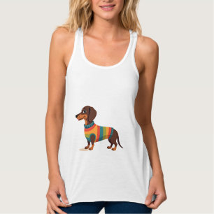 Vintage Rainbow Sweater Dachshund Cute Long Dog Il