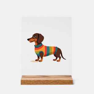 Vintage Rainbow Sweater Dachshund Cute Long Dog Il Acrylic Sign