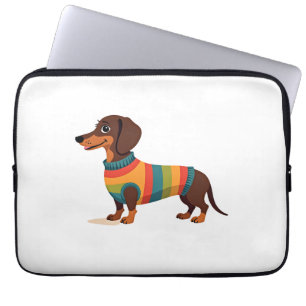 Vintage Rainbow Sweater Dachshund Cute Long Dog Il Laptop Sleeve