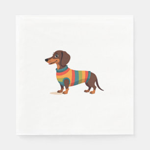 Vintage Rainbow Sweater Dachshund Cute Long Dog Il Napkin