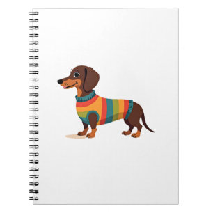 Vintage Rainbow Sweater Dachshund Cute Long Dog Il Notebook