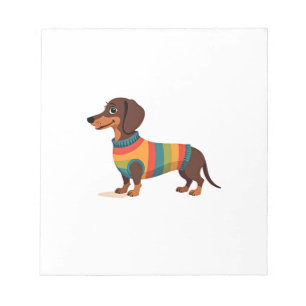 Vintage Rainbow Sweater Dachshund Cute Long Dog Il Notepad